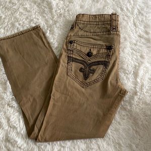Mens khaki rock revival jeans